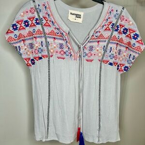 Savanna Jane Gray Pink Embellished Blouse